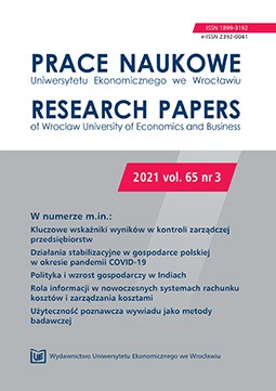 Prace Naukowe Uniwersytetu Ekonomicznego we Wrocławiu, 2021, vol. 65, nr 3