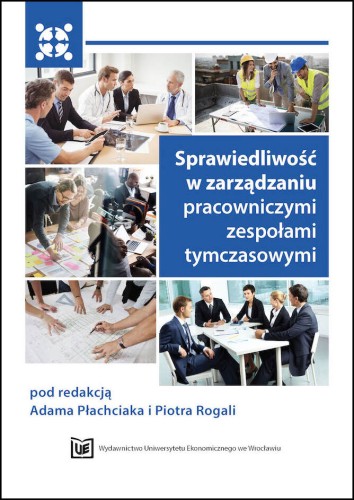 Biała okładka, na niej pięć kafelek przedstawiających zespoły ludzi wykonujących różne prace.Na  dodatkowym, niebieskim kafelku znajduje się tytuł.