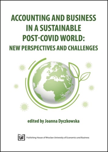 Okładka książki  ma białe tło, zielony napis oraz grafikę kuli ziemskiej z liściem, otoczoną ikonami wirusa. Na dole logo i nazwa wydawnictwa UEW.
