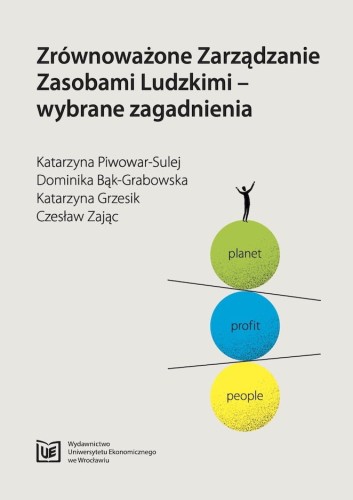Jasna okładka, u góry czarny tytuł, poniżej po prawej stronie trzy koło stojące na sobie. Żółte z napisem people, na nim niebieskie z napisem profit , kolejne zielone z napisem planet. Na górze kół stoi człowiek.