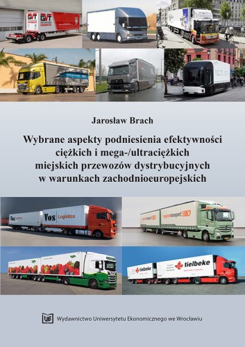 Okładka w szarych odcieniach u góry i u dołu zdjęcia różnych ciężarówek, pośrodku czarny tytuł.