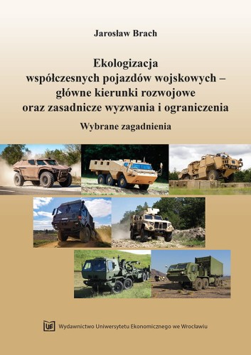 Okładka w odcieniu rozbielonego brązy, u góry czarny tytuł, poniżej zdjęcia współczesnych pojazdów  wojskowych. Na dole logo wydawnictwa.