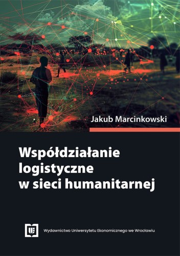 Okładka w ciemnej tonacji, na górze grafika z sylwetkami ludzi połączonymi czerwonymi i zielonymi liniami sieci, u dołu na czarnym tle tytuł i logo wydawnictwa.