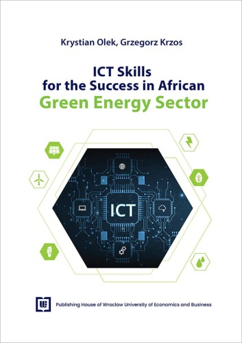 Biała okładka u góry granatowo-zielony tytuł, pośrodku granatowy kafelek w kształcie heksagonu przedstawiający połączone ze sobą komputerowe moduły.