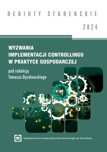 Biało-zielona okładka, na środku kafelki przedstawiające koła zębate zawieszone w wirtualnej przestrzeni. U góry na białym tle tytuł serii.