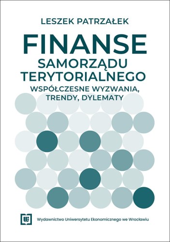Biała okładka w małe koła o różnych odcieniach koloru miętowego.