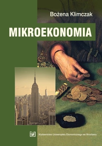 Zielona okładka, biały tytuł u góry na środku zdjęcie drapaczy chmur, obok rycina przedstawiająca dłoń liczącą monety na stole oraz sakiewkę z perłami.