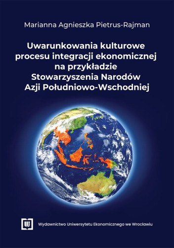 Granatowa okładka, u góry biały tytuł, poniżej kula ziemska z zaznaczoną na pomarańczowo połódniowo-wschonią Azją.