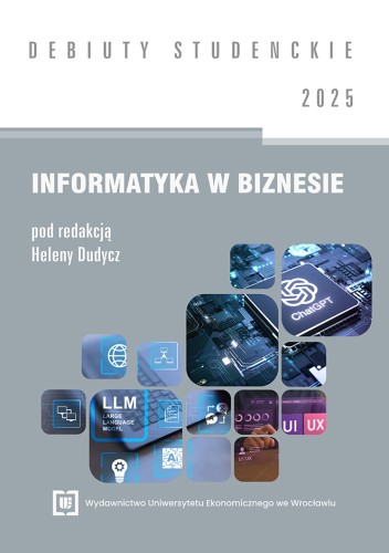 Okładka w kolorach bieli i szarości, pośrodku kafelki ukazujące  grafiki układów scalonych, ikon IT i logo ChatGPT.