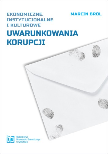 Biała okładka, niebieski tytuł u góry, poniżej koperta z odciskami palców.