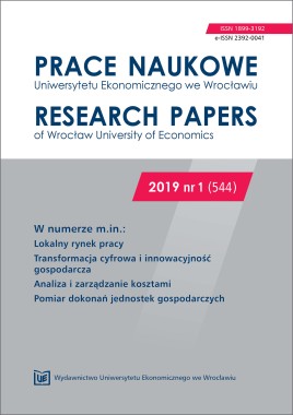 Prace Naukowe Uniwersytetu Ekonomicznego we Wrocławiu, 2019, nr 1(544)