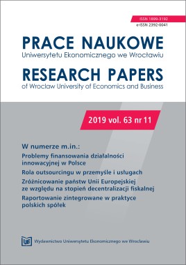 Prace Naukowe Uniwersytetu Ekonomicznego we Wrocławiu, 2019, vol. 63, nr 11