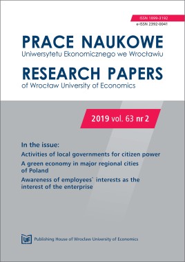 Prace Naukowe Uniwersytetu Ekonomicznego we Wrocławiu, 2019, vol. 63, nr 2