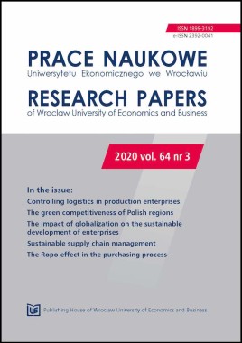Prace Naukowe Uniwersytetu Ekonomicznego we Wrocławiu, 2020, vol. 64, nr 3