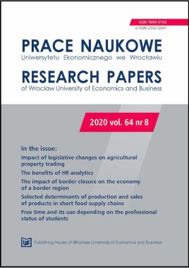 Prace Naukowe Uniwersytetu Ekonomicznego we Wrocławiu, 2020, vol. 64, nr 8
